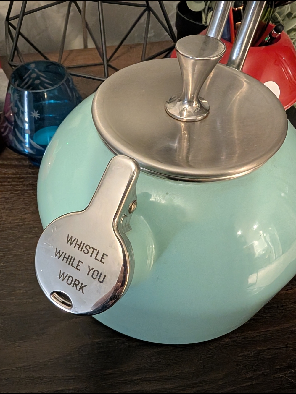 Kate Spade Whistle Kettle Teal Stovetop Teakettle - 'Whistle While You Work'